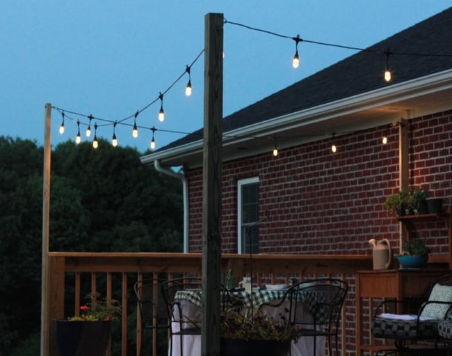 Eye-Catching Deck Lighting on the countryside with Enbrighten Cafe Lights