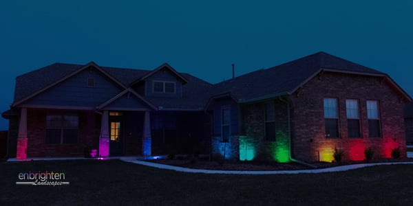 Add a vibrant touch to your landscaping with Multicolored-Enbrighten-Landscape-Lights in your flowerbed.