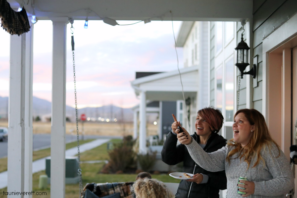 Decorate with color changing cafe lights for your next neighborhood tailgate party.