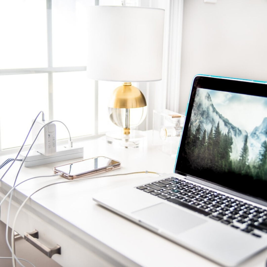 Desk with charging station